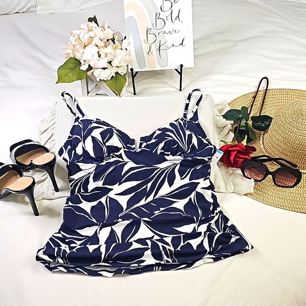 Anne Cole Tankinin Underwire Blue Elegant Wear Vacation Summer Resorwear - Picture 16 of 16